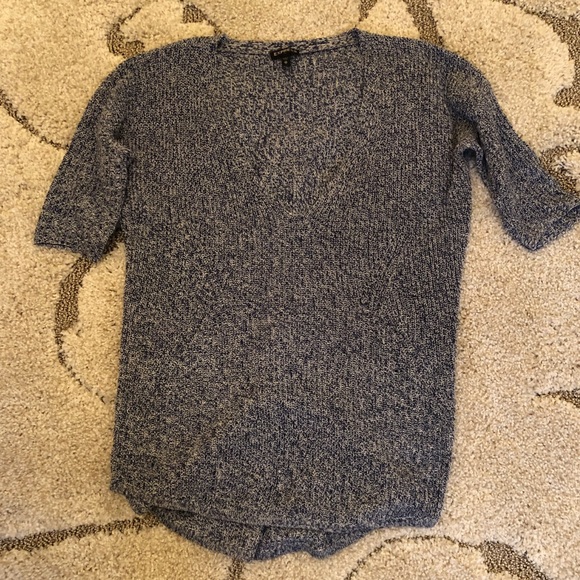 Express Blue V-Neck Oversized Sweater - Picture 2 of 5